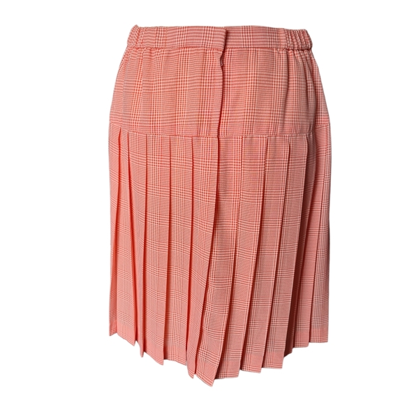 Lightweight Size M Orange Pleated Grid Check Short Skirt - Picture 4 of 7